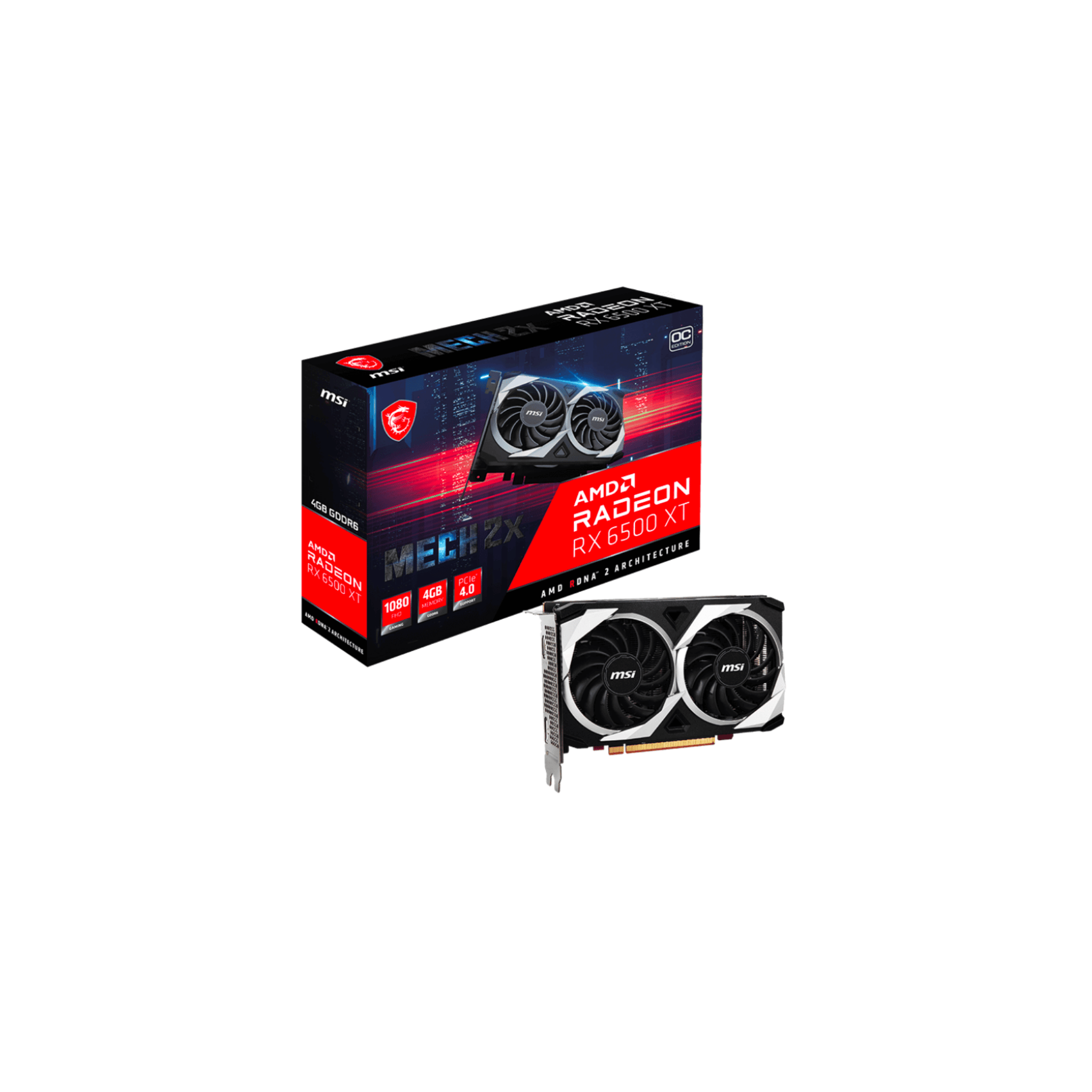MSI RX 6500 XT Mech 2X OC DDR6 4gb Graphics Card MSI RX 6500 XT Mech 2X OC DDR6 4gb Graphics Card